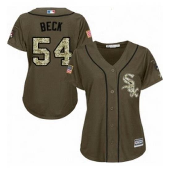 Womens Majestic Chicago White Sox 54 Chris Beck Authentic Green Salute to Service MLB Jersey