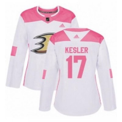 Womens Adidas Anaheim Ducks 17 Ryan Kesler Authentic WhitePink Fashion NHL Jersey