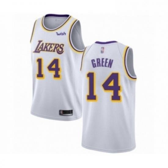 Mens Los Angeles Lakers 14 Danny Green Authentic White Basketball Jersey Association Edition