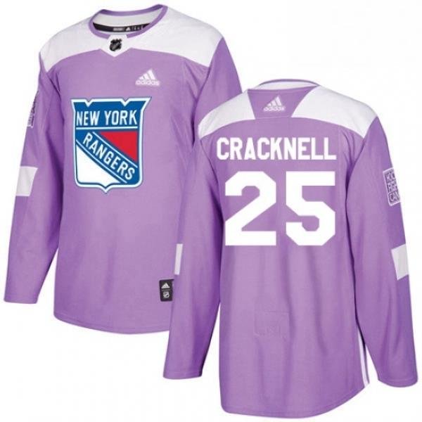 Mens Adidas New York Rangers 25 Adam Cracknell Authentic Purple Fights Cancer Practice NHL Jersey