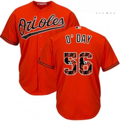 Mens Majestic Baltimore Orioles 56 Darren ODay Authentic Orange Team Logo Fashion Cool Base MLB Jersey