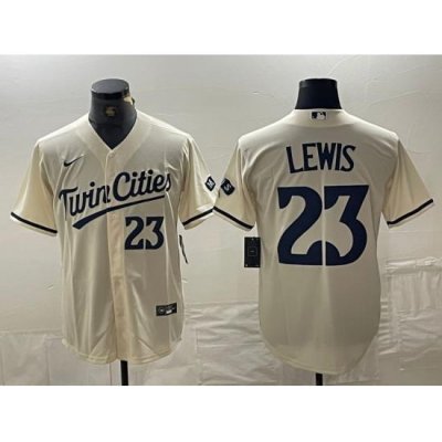 Men Twins 23 Lewis Cream Nike Cool Base Men Jersey