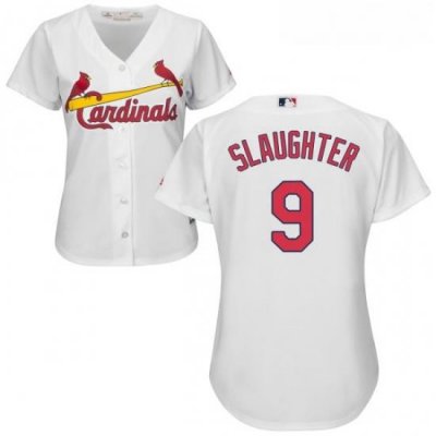 Womens Majestic St Louis Cardinals 9 Enos Slaughter Authentic White Home Cool Base MLB Jersey