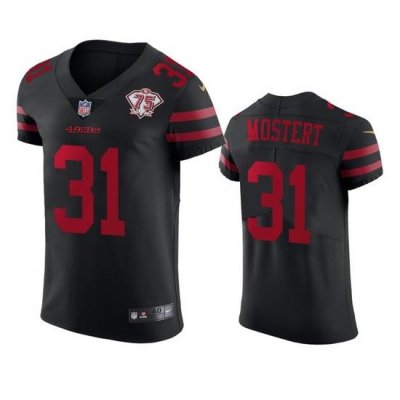 Nike San Francisco 49ers 31 Raheem Mostert Black Alternate Men 75th Anniversary Stitched NFL Vapor Untouchable Elite Jersey