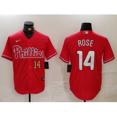 Men Philadelphia Phillies 14 Pete Rose Red Cool Base Stitched Jersey 3