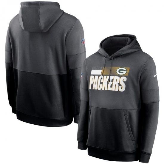 Men Green Bay Packers Nike Sideline Impact Lockup Performance Pullover Hoodie Charcoal Black