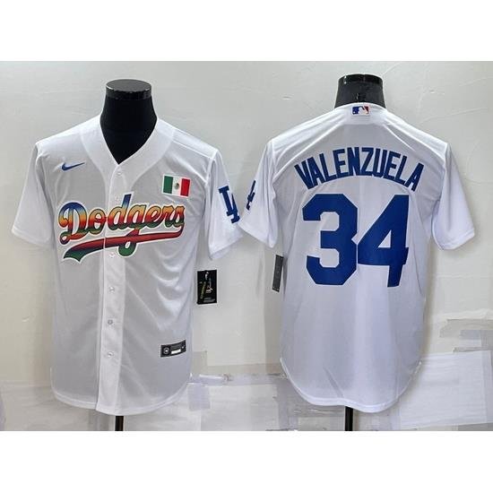 Men Los Angeles Dodgers 34 Toro Valenzuela White Cool Base Stitched Baseball Jersey