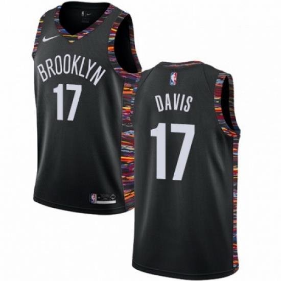 Mens Nike Brooklyn Nets 17 Ed Davis Swingman Black NBA Jersey 2018 19 City Edition