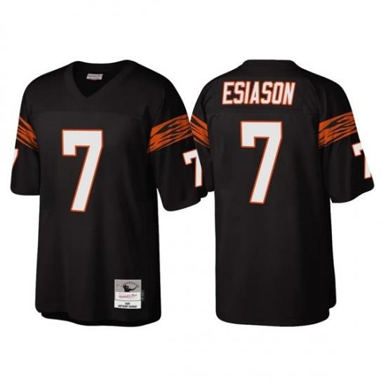 Men Cincinnati Bengals 7 Boomer Esiason Black Throwback Legacy Stitched Jerse