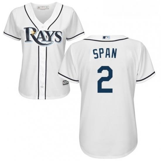 Womens Majestic Tampa Bay Rays 2 Denard Span Replica White Home Cool Base MLB Jersey