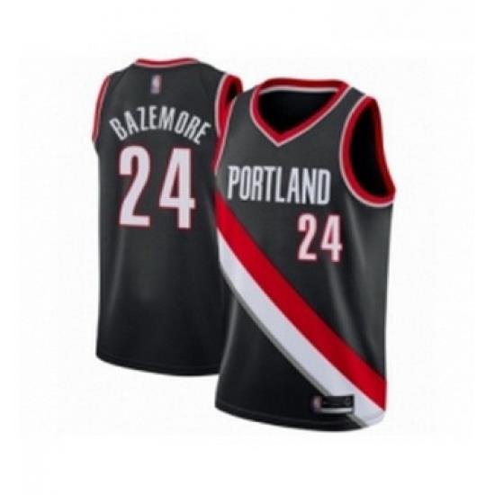 Youth Portland Trail Blazers 24 Kent Bazemore Swingman Black Basketball Jersey Icon Edition