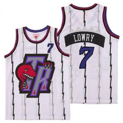 Raptors 7 Kyle Lowry White Big Gray TR Logo Retro Jersey 9