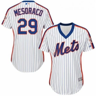 Womens Majestic New York Mets 29 Devin Mesoraco Authentic White Alternate Cool Base MLB Jersey