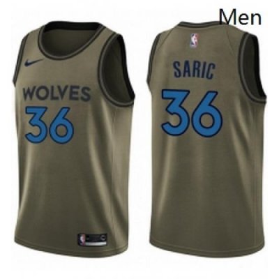 Mens Nike Minnesota Timberwolves 36 Dario Saric Swingman Green Salute to Service NBA Jersey