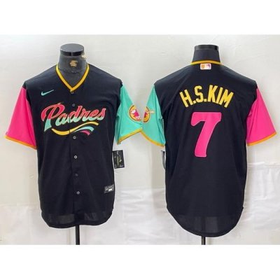 Men San Diego Padres 7 Ha Seong Kim Black City Connect Cool Base Stitched Baseball Jersey III