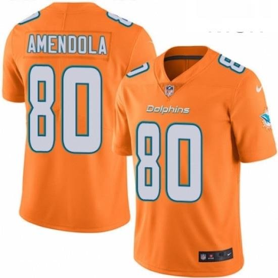 Mens Nike Miami Dolphins 80 Danny Amendola Limited Orange Rush Vapor Untouchable NFL Jersey