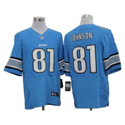 Calvin Johnson Detroit Lions #81 Light Blue Stitched Nike Elite NFL Jerseys