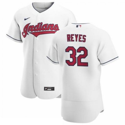 Men Cleveland Indians 32 Franmil Reyes Men Nike White Home 2020 Flex Base Team MLB Jersey