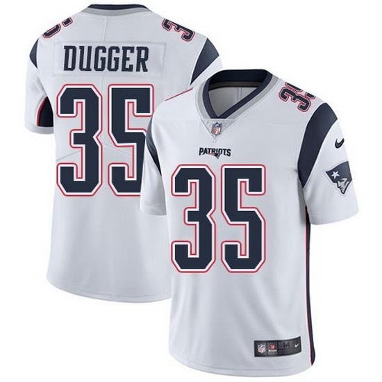 Nike Patriots 35 Kyle Dugger White Men Stitched NFL Vapor Untouchable Limited Jersey