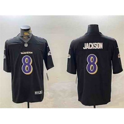 Men Baltimore Ravens 8 Lamar Jackson Black Vapor Limited Football Jersey