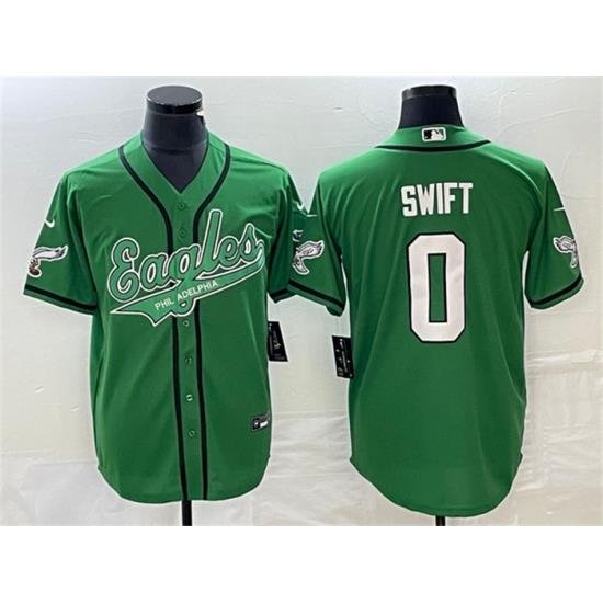 Men Philadelphia Eagles 0 D u2019andre Swift Green Cool Base Stitched Baseball Jersey