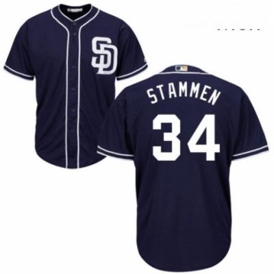 Mens Majestic San Diego Padres 34 Craig Stammen Replica Navy Blue Alternate 1 Cool Base MLB Jersey