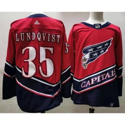 Men Washington Capitals 35 Henrik Lundqvist Red 2020 21 Reverse Retro Adidas Jersey