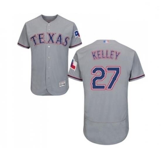 Mens Texas Rangers 27 Shawn Kelley Grey Road Flex Base Authentic Collection Baseball Jersey