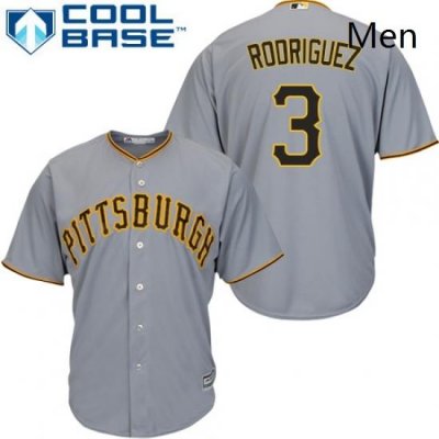 Mens Majestic Pittsburgh Pirates 3 Sean Rodriguez Replica Grey Road Cool Base MLB Jersey