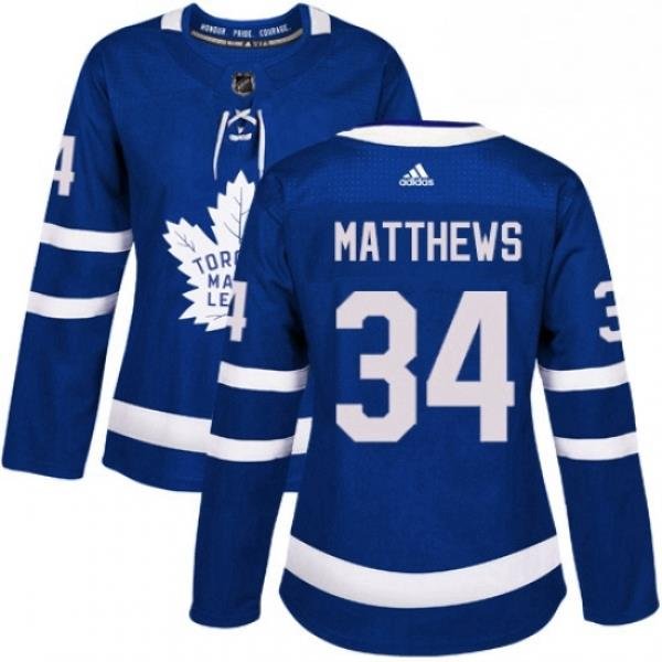 Womens Adidas Toronto Maple Leafs 34 Auston Matthews Authentic Royal Blue Home NHL Jersey