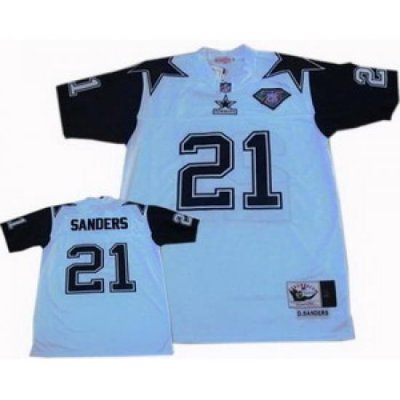 Dallas CoWboys 21 Deion Sanders ThroWback Jersey White