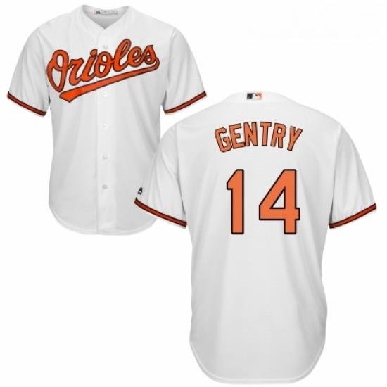 Youth Majestic Baltimore Orioles 14 Craig Gentry Replica White Home Cool Base MLB Jersey