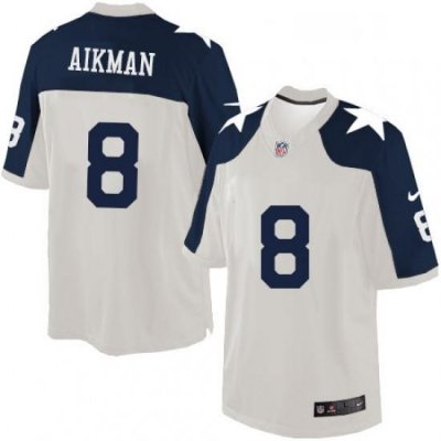 Mens Nike Dallas CoWboys 8 Troy Aikman Limited White ThroWback Alternate NFL Jersey