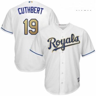 Mens Majestic Kansas City Royals 19 Cheslor Cuthbert Replica White Home Cool Base MLB Jersey