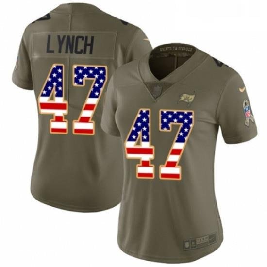 Womens Nike Tampa Bay Buccaneers 47 John Lynch Limited OliveUSA Flag 2017 Salute to Service NFL Jersey