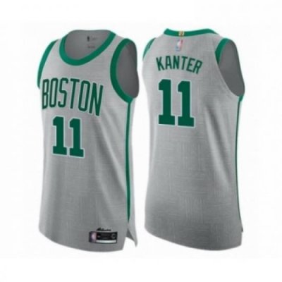 Mens Boston Celtics 11 Enes Kanter Authentic Gray Basketball Jersey City Edition