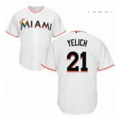 Youth Majestic Miami Marlins 21 Christian Yelich Replica White Home Cool Base MLB Jersey