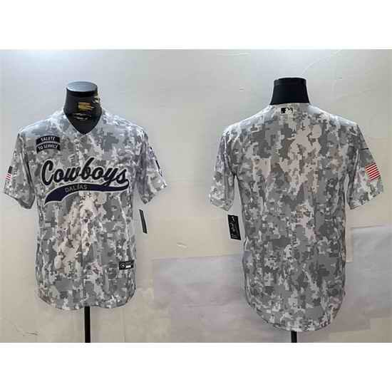 Men Dallas Cowboys Blank 2024 Arctic Camo Salute To Service Stitched Baseball Jersey