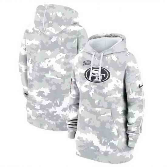 Women San Francisco 49ers 2024 Arctic Camo Salute To Service Club Fleece Pullover Hoodie