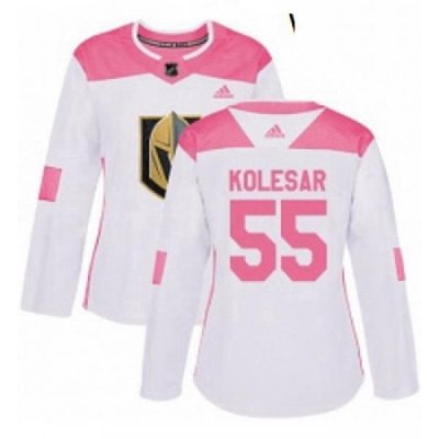 Womens Adidas Vegas Golden Knights 55 Keegan Kolesar Authentic WhitePink Fashion NHL Jersey