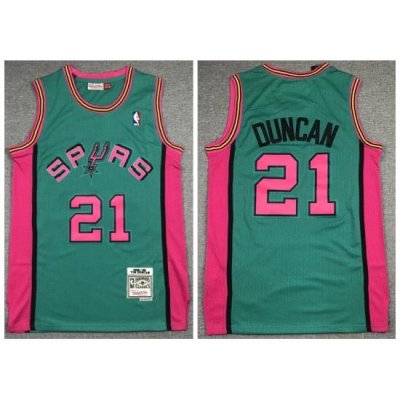 Men Spurs 21 Tim Duncan Green 1998 99 Hardwood Classics Jersey