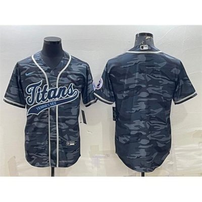 Men Tennessee Titans Blank Grey Camo With Patch Cool Base Stitched Baseball Jersey