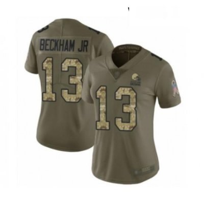 Womens Odell Beckham Jr Limited Olive Camo Nike Jersey NFL Cleveland Browns 13 2017 Salute to Service