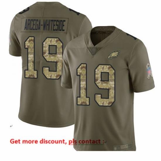 Eagles 19 JJ Arcega Whiteside Olive Camo Men Stitched Football Limited 2017 Salute To Service Jersey