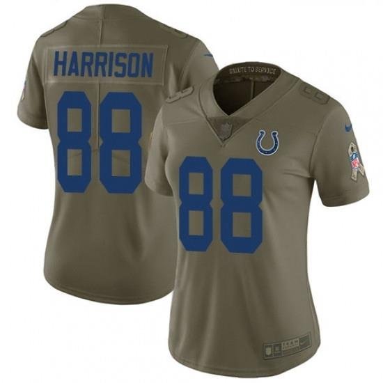 Womens Nike Indianapolis Colts 88 Marvin Harrison Limited Olive 2017 Salute to Service NFL Jersey