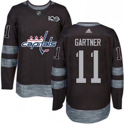 Mens Adidas Washington Capitals 11 Mike Gartner Authentic Black 1917 2017 100th Anniversary NHL Jersey