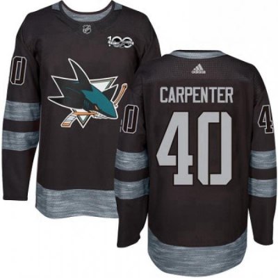 Mens Adidas San Jose Sharks 40 Ryan Carpenter Premier Black 1917 2017 100th Anniversary NHL Jersey