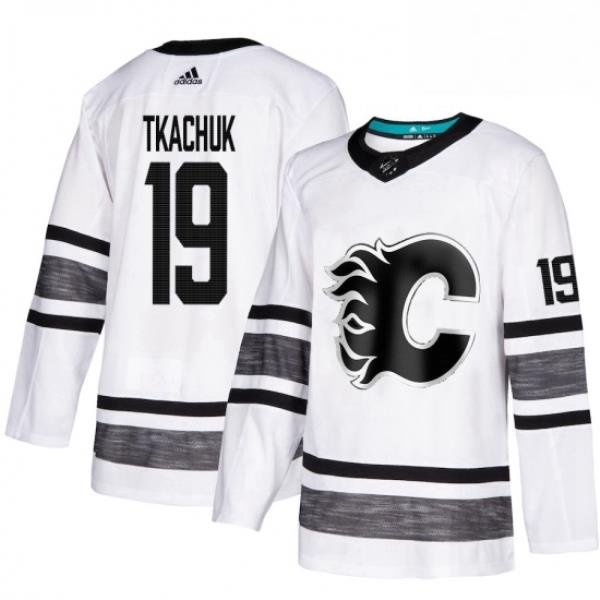 Mens Adidas Calgary Flames 19 Matthew Tkachuk White 2019 All Star Game Parley Authentic Stitched NHL Jersey