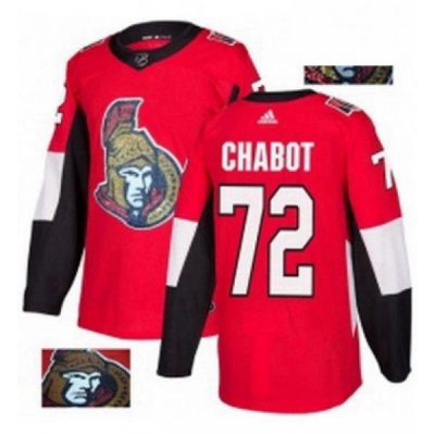 Mens Adidas Ottawa Senators 72 Thomas Chabot Authentic Red Fashion Gold NHL Jersey