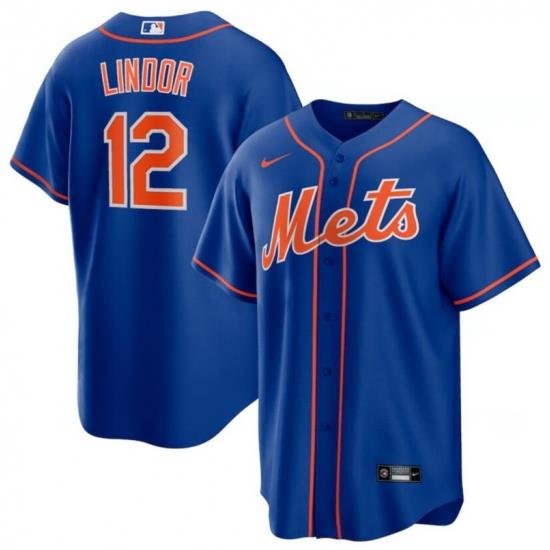 Men NeW York Mets 12 Francisco Lindor Royal Nike Cool Base Jersey